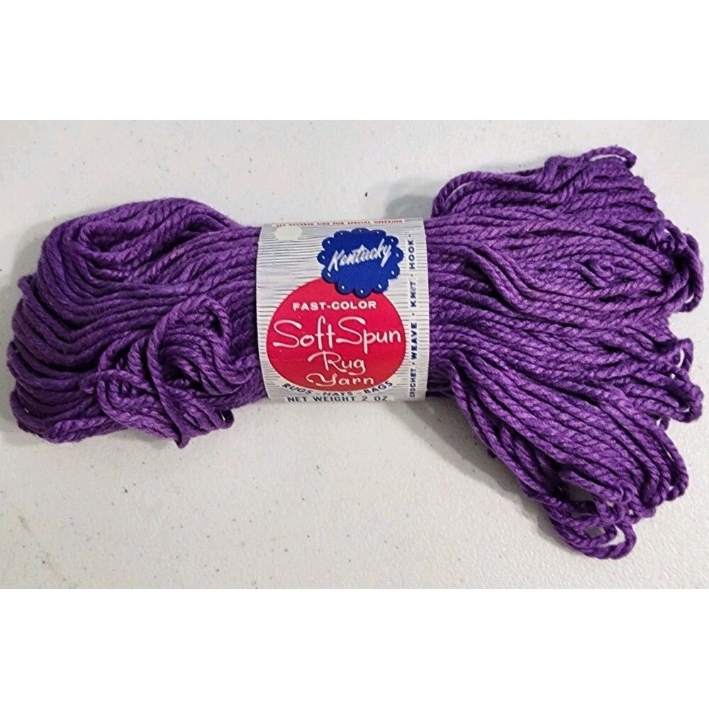 Vtg Kentucky Soft Spun Rug Yarn Violet 70 yds Crochet Weave Hook Knit Hats Bags